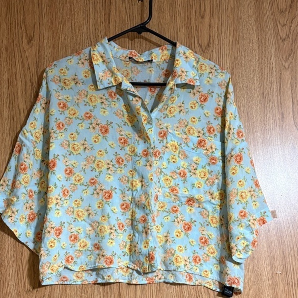 Zara Blue Floral Print Shirt